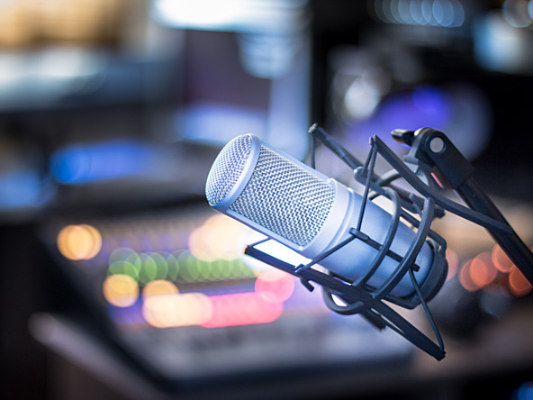 Radio recording studio microphone